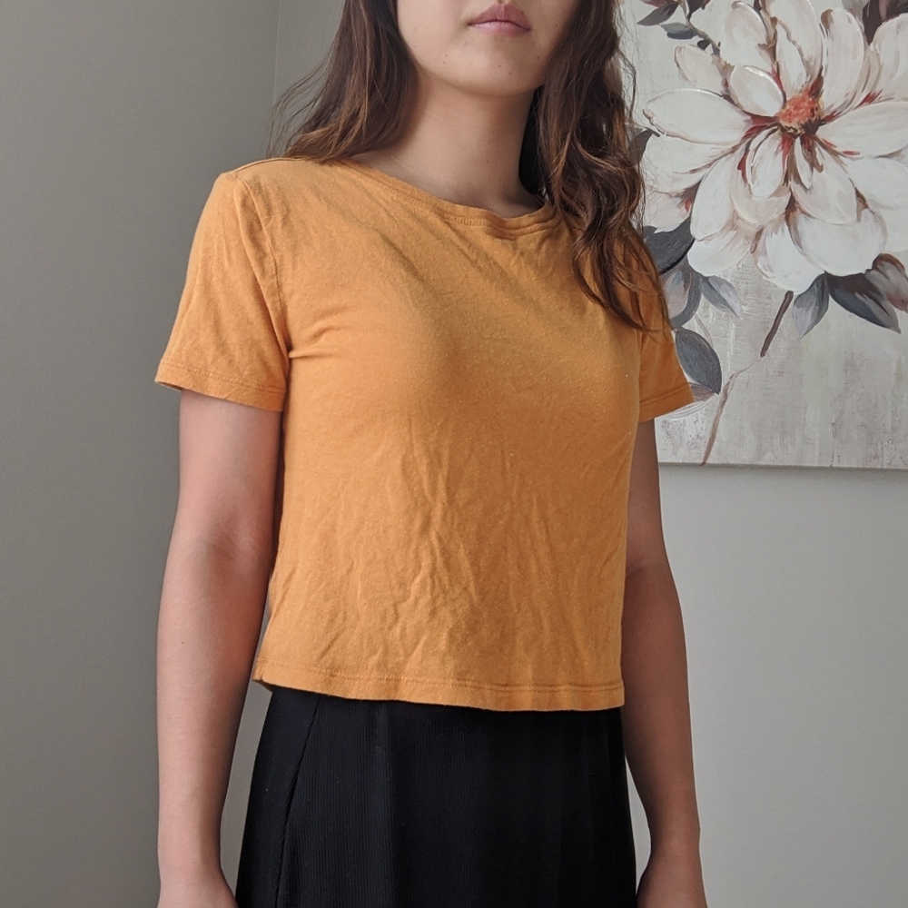 F21 Mustard Yellow Boxy Crop Top